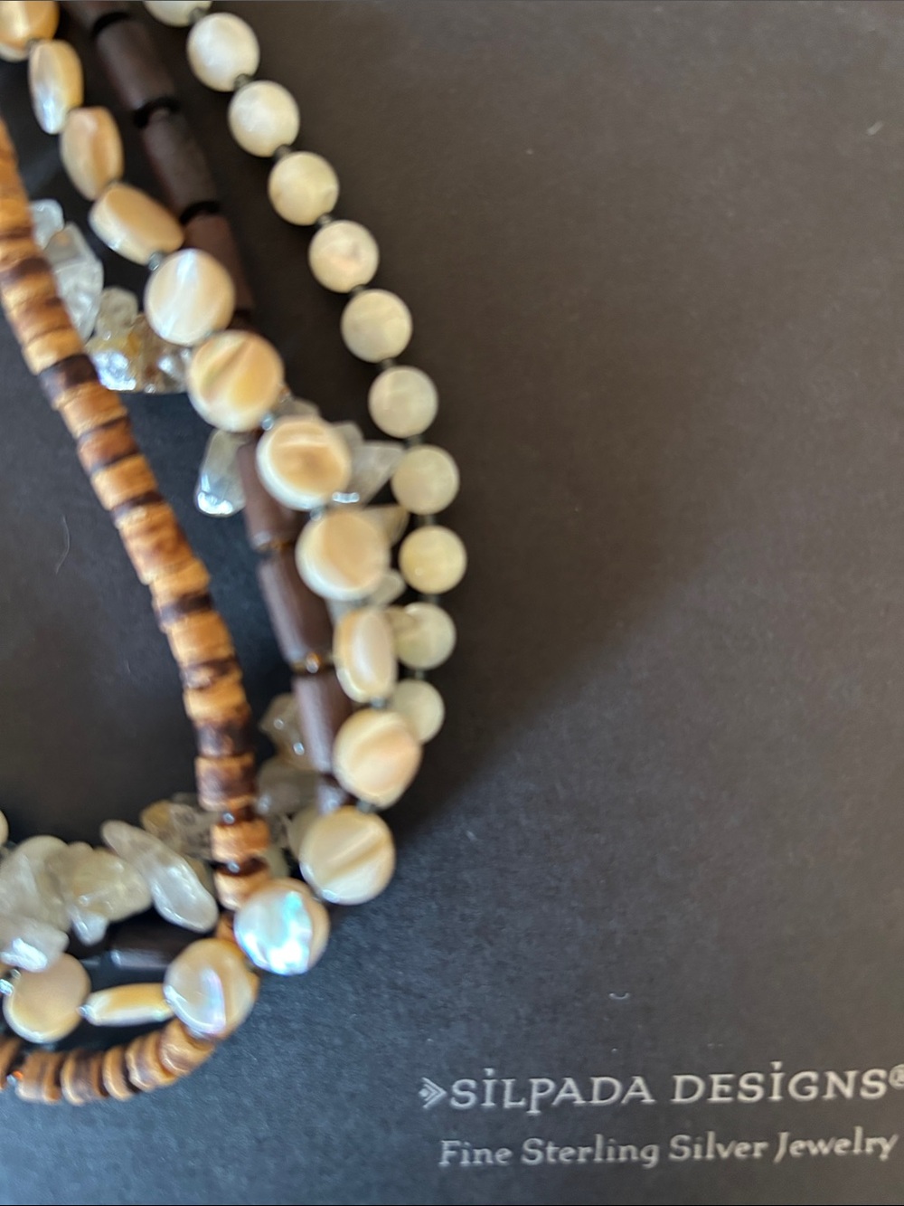 Silpada N1507 Multi-Strand Brown, Cream & Gold Beaded Necklace